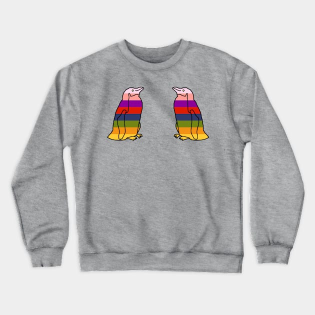 Two Rainbow Penguins Crewneck Sweatshirt by ellenhenryart